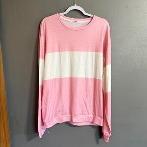 Pink and White Striped Long Sleeve Shirt